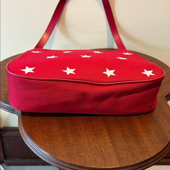 Amanda Smith   Patriotic  shoulder bag  canvas red/white embroidered stars  NWOT - Picture 9 of 17